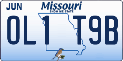 MO license plate OL1T9B