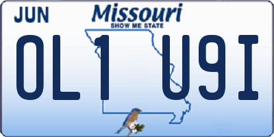 MO license plate OL1U9I