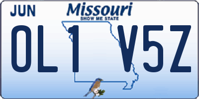 MO license plate OL1V5Z