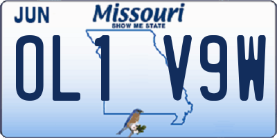 MO license plate OL1V9W