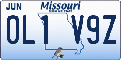 MO license plate OL1V9Z