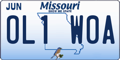 MO license plate OL1W0A