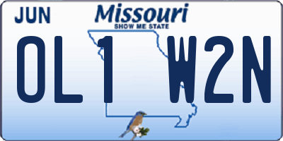 MO license plate OL1W2N