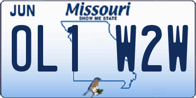 MO license plate OL1W2W