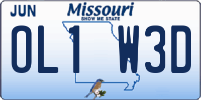 MO license plate OL1W3D