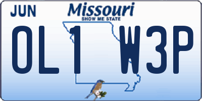 MO license plate OL1W3P