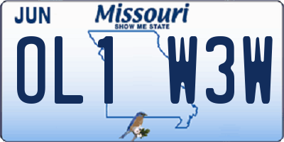 MO license plate OL1W3W