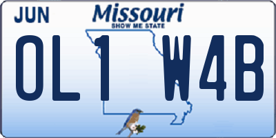 MO license plate OL1W4B