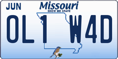 MO license plate OL1W4D