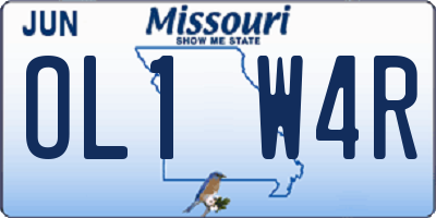 MO license plate OL1W4R
