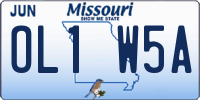 MO license plate OL1W5A