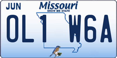 MO license plate OL1W6A