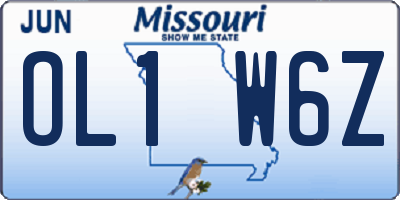 MO license plate OL1W6Z