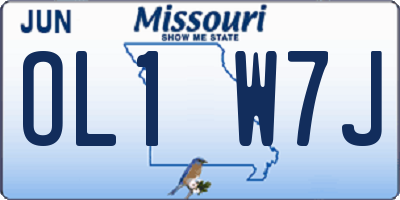 MO license plate OL1W7J