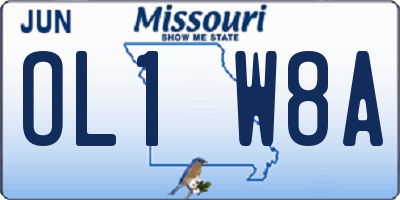 MO license plate OL1W8A