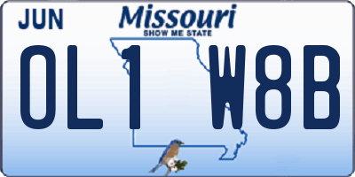 MO license plate OL1W8B