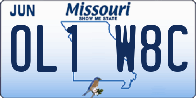 MO license plate OL1W8C