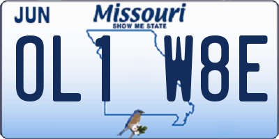 MO license plate OL1W8E