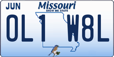 MO license plate OL1W8L