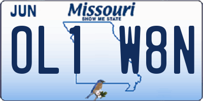 MO license plate OL1W8N