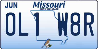 MO license plate OL1W8R