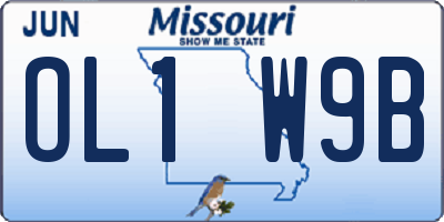 MO license plate OL1W9B