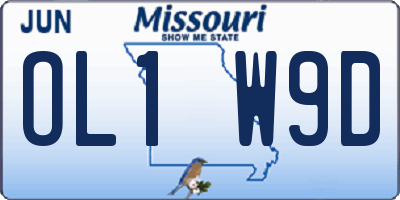 MO license plate OL1W9D