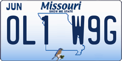 MO license plate OL1W9G