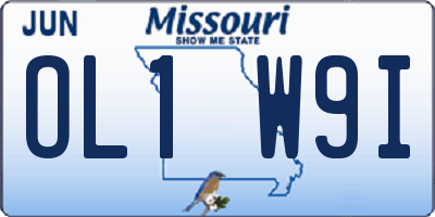 MO license plate OL1W9I