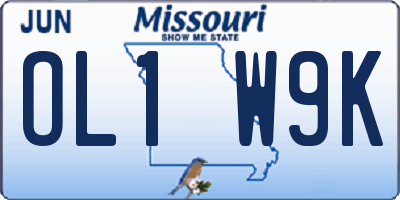 MO license plate OL1W9K
