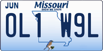 MO license plate OL1W9L
