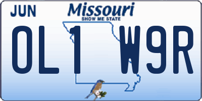 MO license plate OL1W9R