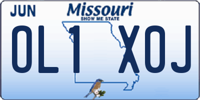MO license plate OL1X0J