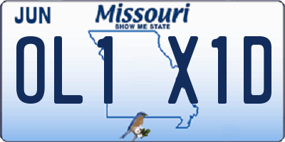 MO license plate OL1X1D