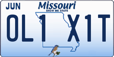 MO license plate OL1X1T