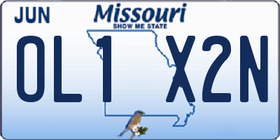 MO license plate OL1X2N