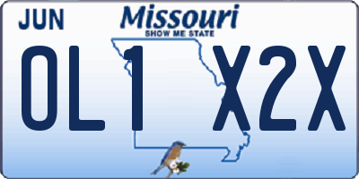 MO license plate OL1X2X