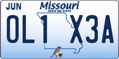 MO license plate OL1X3A