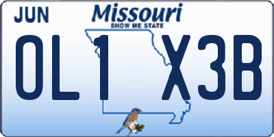 MO license plate OL1X3B