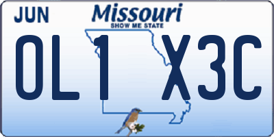 MO license plate OL1X3C