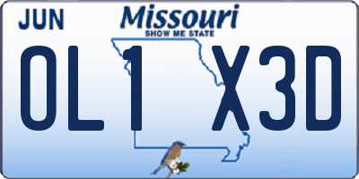 MO license plate OL1X3D