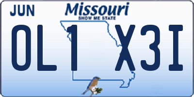 MO license plate OL1X3I