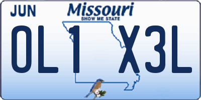 MO license plate OL1X3L
