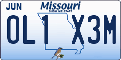 MO license plate OL1X3M