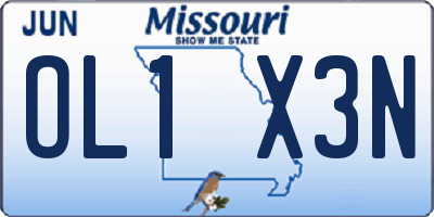MO license plate OL1X3N