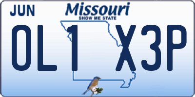 MO license plate OL1X3P