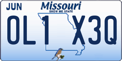 MO license plate OL1X3Q