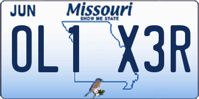 MO license plate OL1X3R