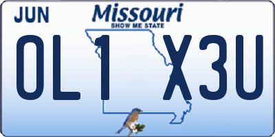 MO license plate OL1X3U