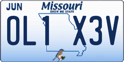 MO license plate OL1X3V